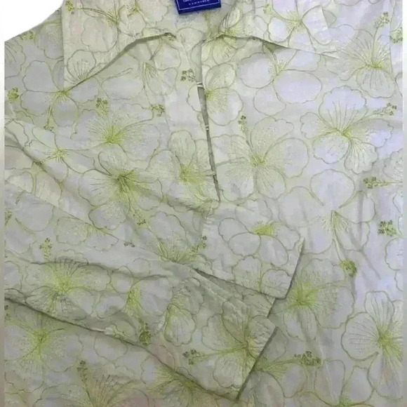 Women’s Tori Richard Honolulu Embroidered Hibiscus 3/4 Sleeves Tunic, Size 12 - Picture 10 of 16